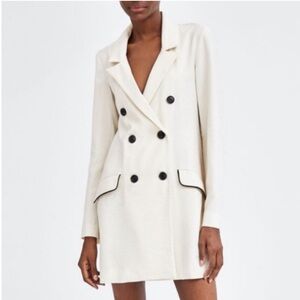 ☀️3/$25 Zara Double Breasted White Blazer Jacket/Mini Dress  small